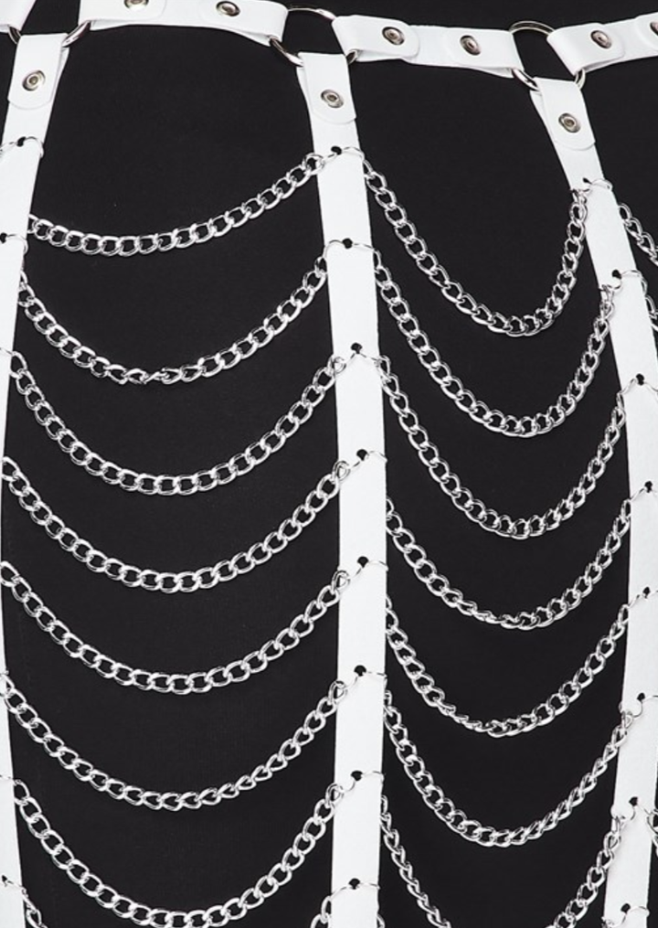 Hooked On You Chain Link Skirt Belt (Black/White) - Posh By K ,women has the latest range of Girls, Boys and Baby Clothes, Toys and more. Shop online for free shipping on all orders over $49.,Your favorite kids brands and independent boutiques, all in one magical place., body jewelry, anklets, socks, belts, fashion jewelry, body accessories, trendy accessories, trendy fashion, chain accessories