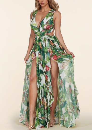 Women’s Maxi Dresses | Georgia Tropical Cut Out Maxi Dress By: vatlieuinphun