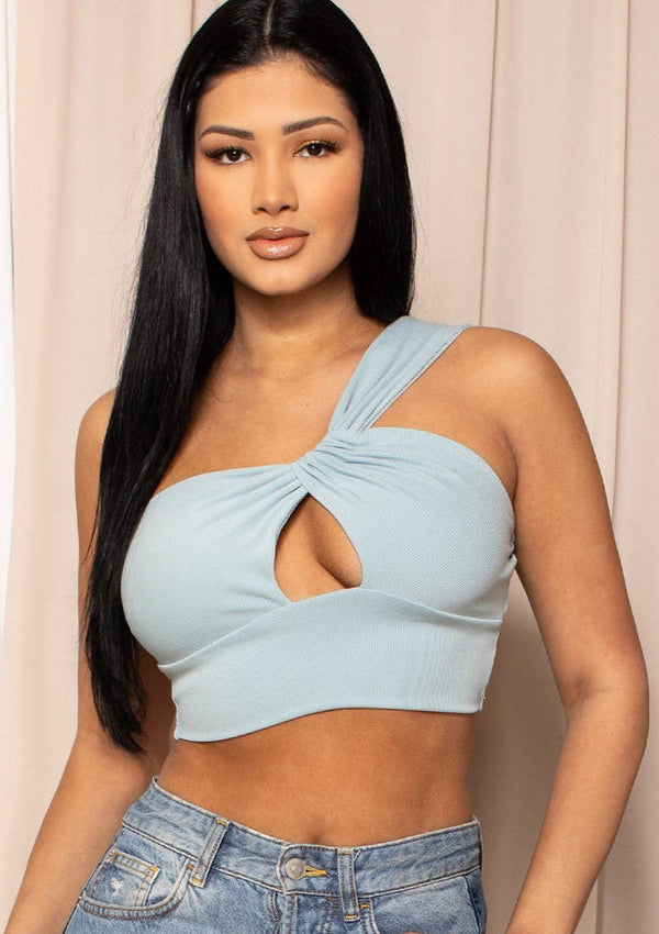 Shirley One Shoulder Key Hole Crop Top - vatlieuinphun