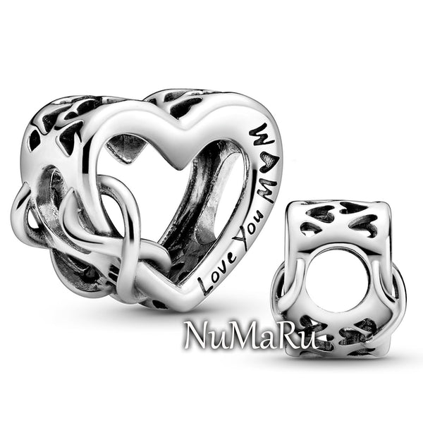 Love You Mum Infinity Heart Charm 798825C00 - vatlieuinphun, jewelry, beads for charm, beads for charm bracelets, charms for bracelet, beaded jewelry, charm jewelry, charm beads, 