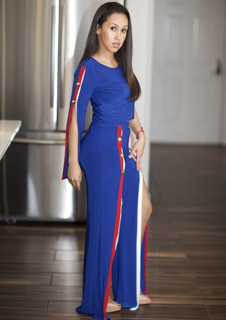 Women’s Matching Set | Lilly Set with Stripes (Royal Blue) By: vatlieuinphun