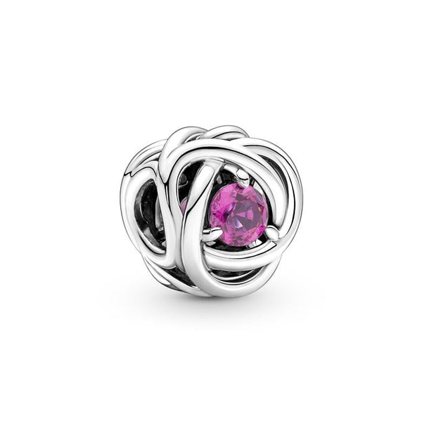 October Pink Eternity Circle Charm 790065C05 - vatlieuinphun, jewelry, beads for charm, beads for charm bracelets, charms for bracelet, beaded jewelry, charm jewelry, charm beads,