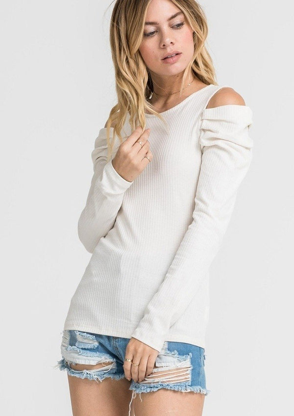 Women’s Open Shoulder Sweater | Jade Cold Shoulder Sweater (White) By: vatlieuinphun