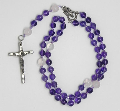 Amethyst and Rose Quartz Rosary