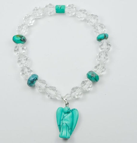 Turquoise and Clear Quartz Guardian Angel Bracelet
