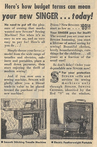 Singer Featherweight 221 Advertisement