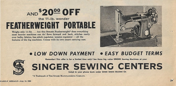 Singer Featherweight 221 Advertisement