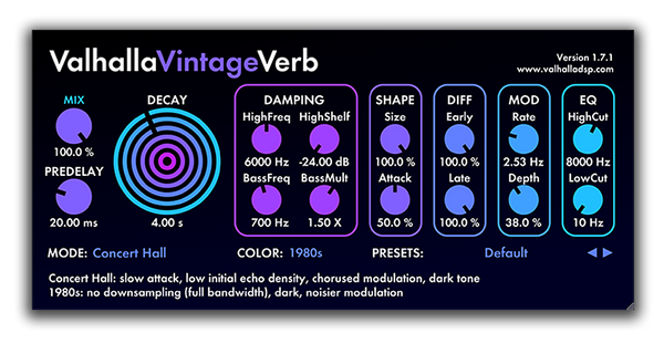 Best VST plugin for mixing Vocals Valhalla Vintage Verb by Valhalla DSP