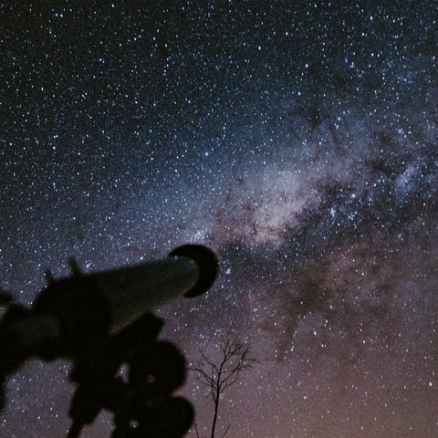 Telescope Looking At The Milky Way