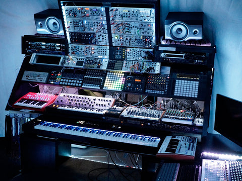 Attila Hanak's studio in Toronto with modular synths