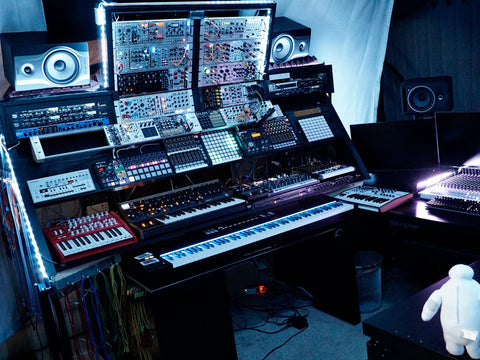 Attila Hanak's studio in Toronto with modular synths and gear