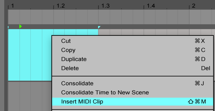 Insert a Midi Clip on Ableton