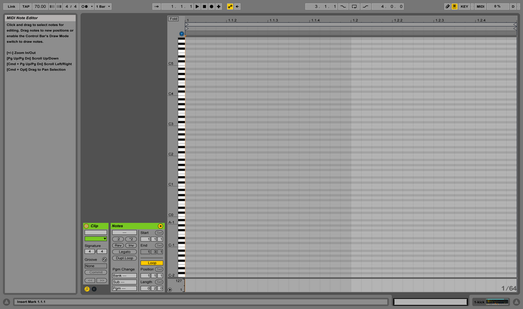 Clip view on Ableton Software