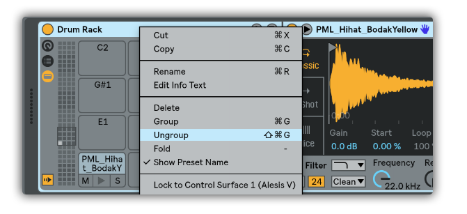 ungroup drum rack trap beat ableton live 10