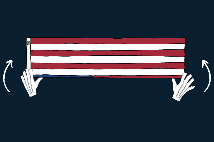 American flag folded in half lengthwise