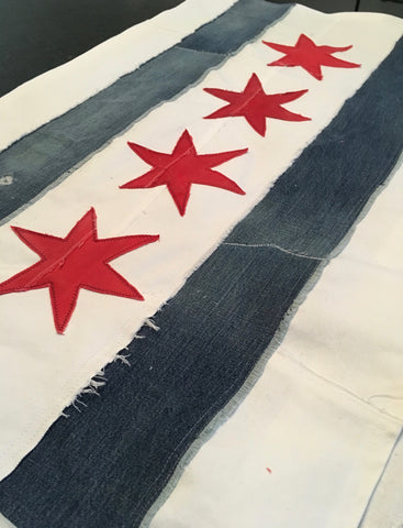 Handmade denim flag from Fine Line Flag