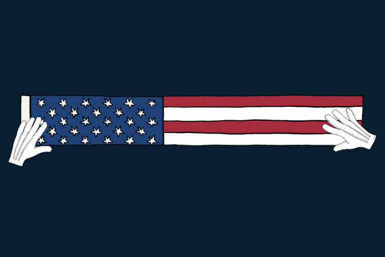 American flag folded in half a second time