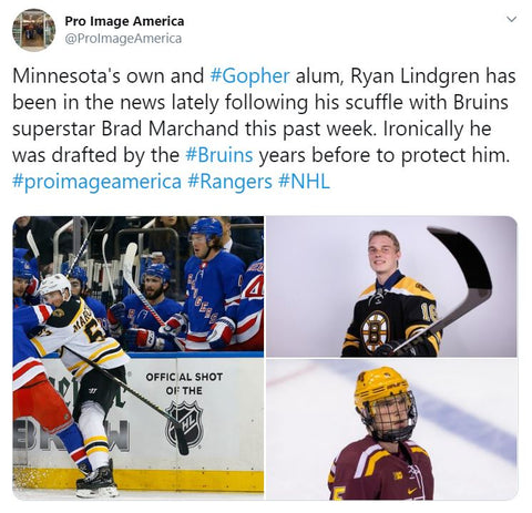 Ryan LIndgren Minnesota Gophers New York Rangers Boston Bruins Pro Image America