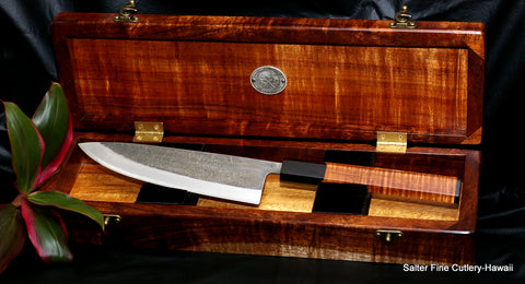 Any chef knife may be ordered with an optional handcrafted gift, keepsake or presentation box