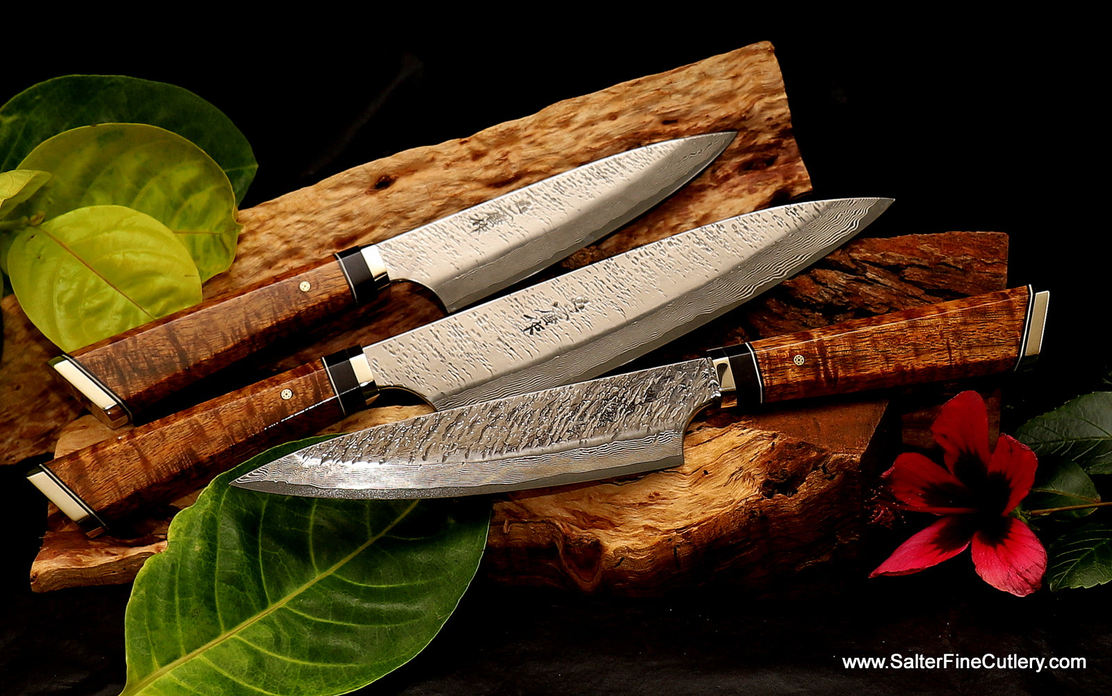 Raptor design chef knives featuring our hidden tang handles from Salter Fine Cutlery of Hawaii