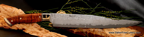 270mm handmade stainless damascus carving knife exclusively from Salter Fine Cutlery of Hawaii