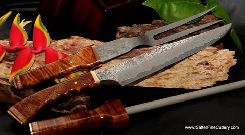 Unique best quality handmade carving set from Salter Fine Cutlery