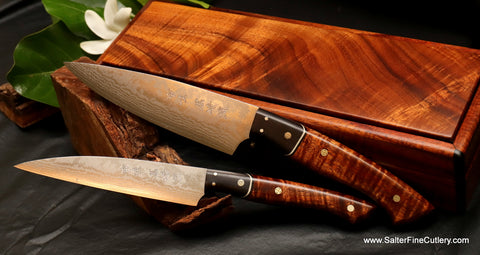 2-pc handmade small chef set with SRS13 damascus stainless steel blades