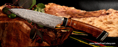 Beautiful handmade collectible steak knife or small chef knife man cave gift by Salter Fine Cutlery