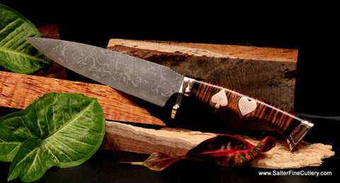 Kiku and Gregg Salter Collaboration collectible knife with gambler handle interpretation