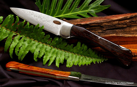 Folding chef knife with wenge wood handle