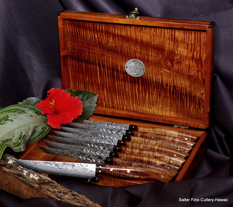 8-piece steak knife set in keepsake box by Salter Fine Cutlery