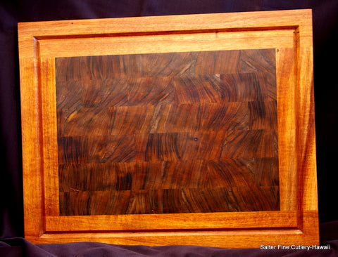 Large koa wood end-grain chopping board