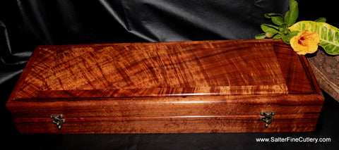 Sustainably harvested and recycled Hawaiian curly koa wood box handcrafted by Gregg Salter SalterFineCutlery