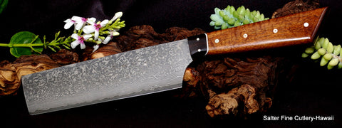 Bottom: 165mm Nakiri (vegetable) knife with ebony bolster