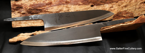 New professional shirogami chef knives with a black matte finish from Salter Fine Cutlery