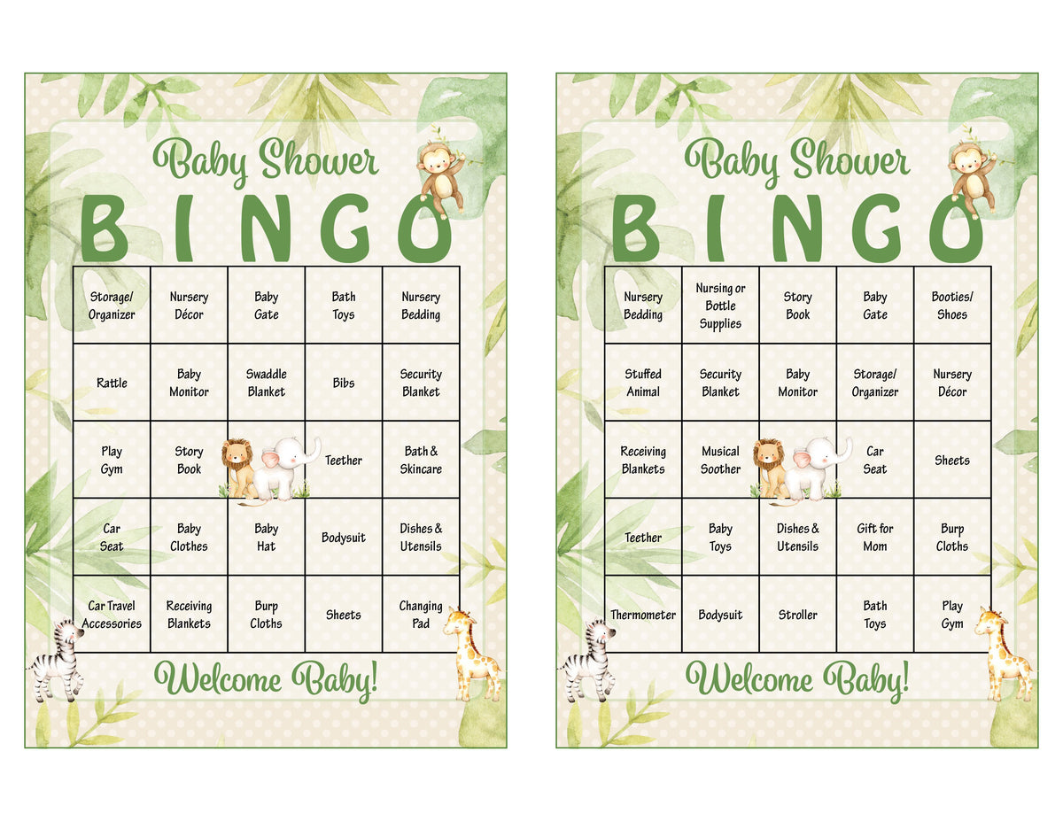 Safari Baby Shower Game Download For Boy Baby Bingo Celebrate Life