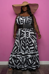 "Maya" Oversized Safari Print Maxi Dress - Black