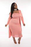 Plus Size "Lana" 2 Piece Strapless Tube Dress Duster Set - Black