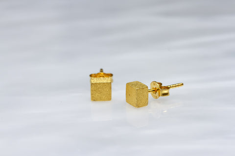 Gold Square Cube Earrings