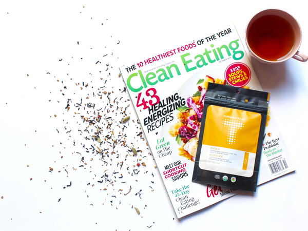 Turmeric Teas Dawn featured in Clean Eating Magazine list of Best Natural Teas