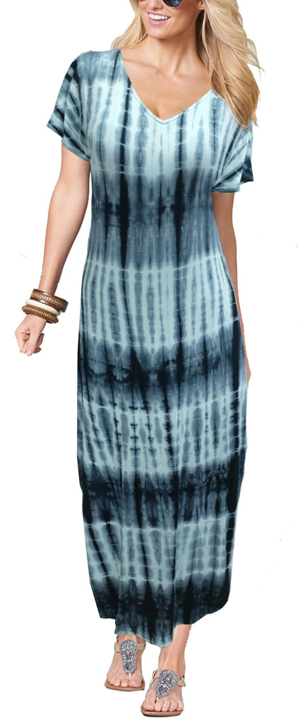 short sleeve tie dye maxi dress