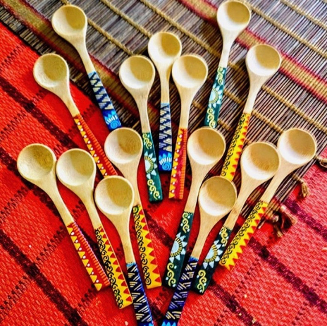 Colorful chutney and dip spoons 