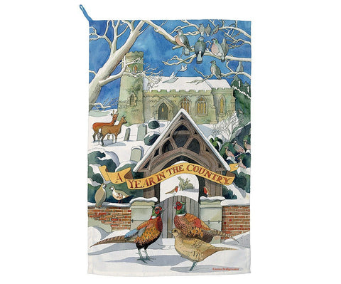 Emma Bridgewater - Pheasants Year in the Country Winter Scene Tea Towel