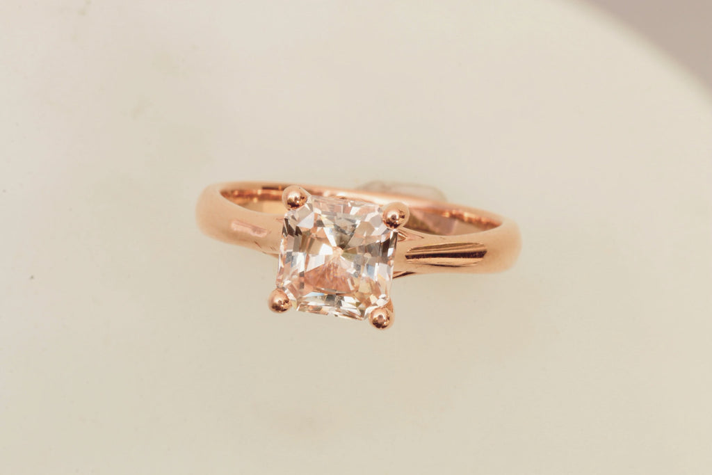 Rose gold radiant cut engagement rings