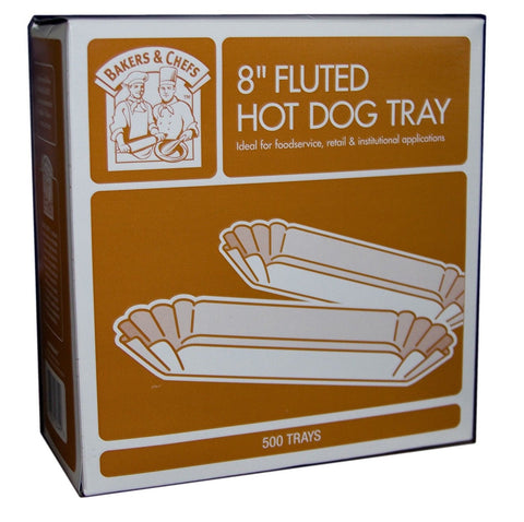 Bakers & Chefs Fluted Hot Dog Tray - 8" - 500 Ct. - Chickadee Solutions