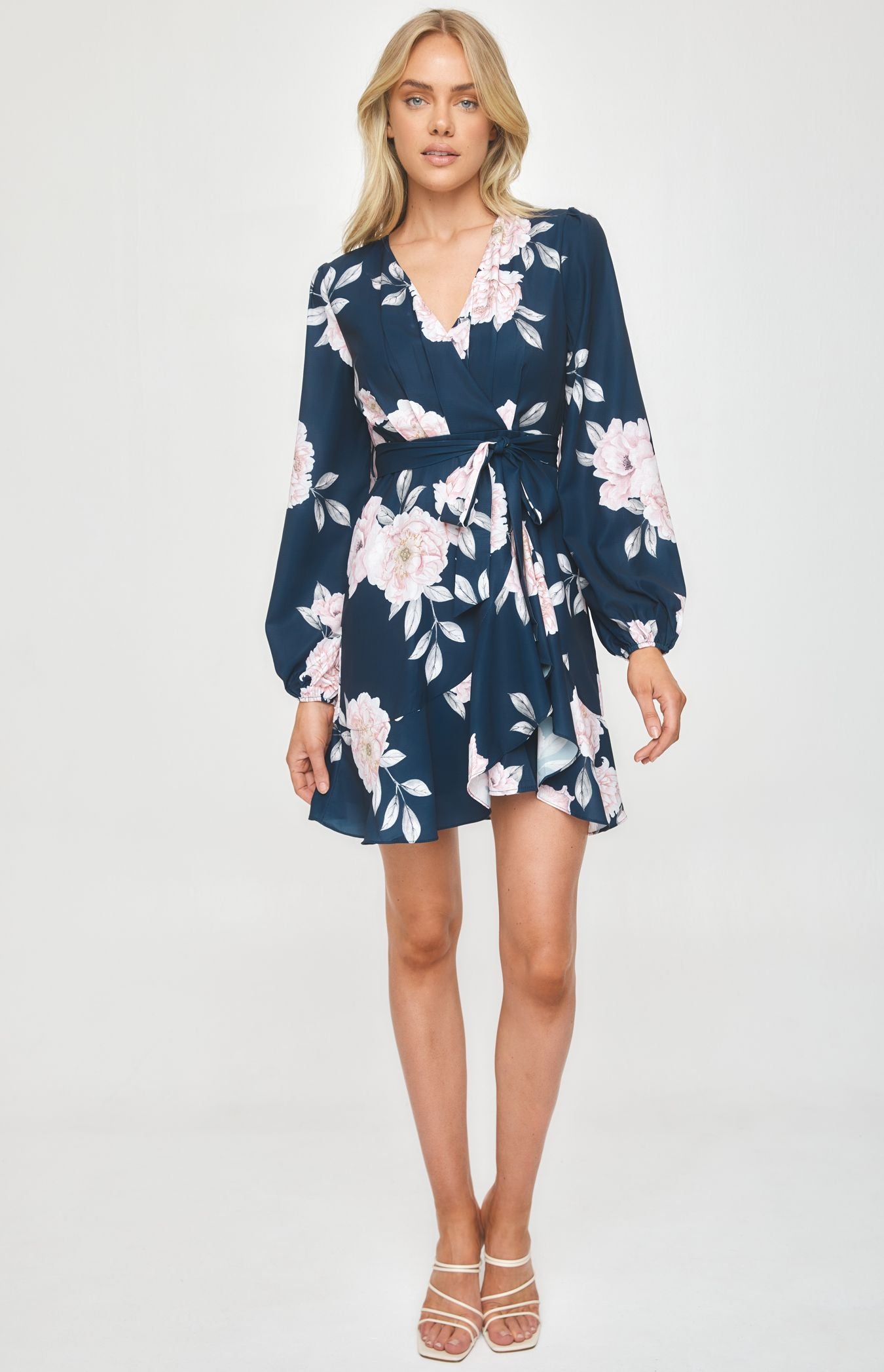 Floral Print Cross Front Dress