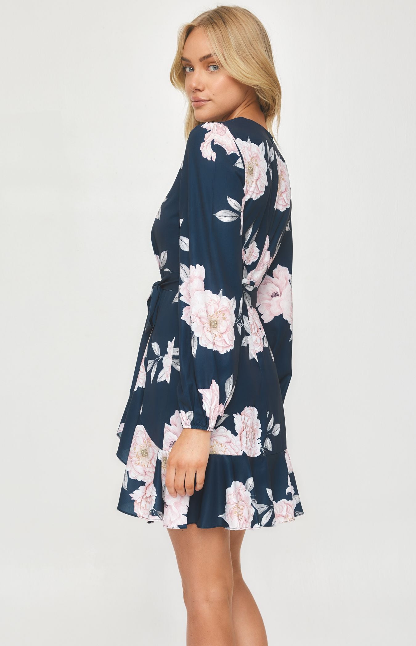 Floral Print Cross Front Dress