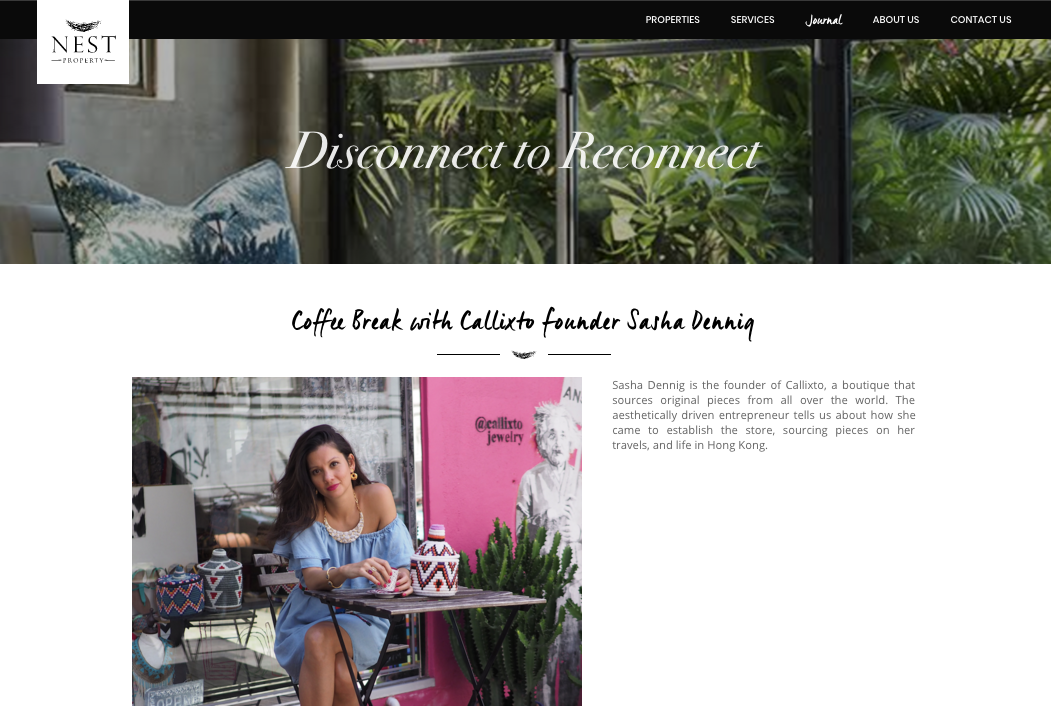 Callixto interview with Nest Property:Coffee Break with Callixto founder Sasha Dennig