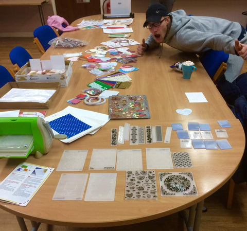 craft activities with a group of supported housing residents using donated craft supplies