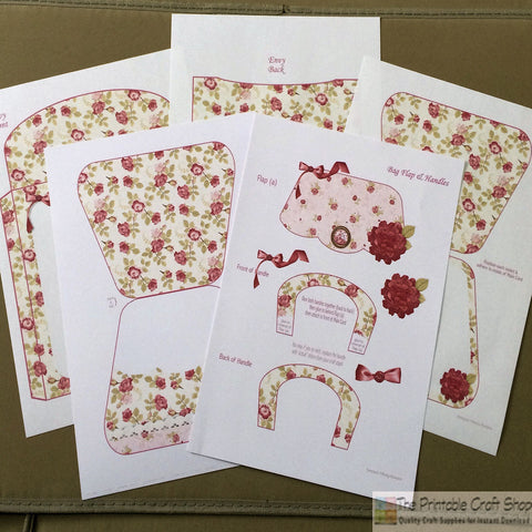 Printables from the Vintage Rose Handbag Card